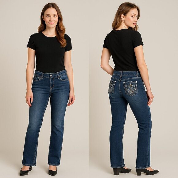 💎🌸 EARL JEANS Women’s Slim Boot Mid Rise Flap Pocket Jeans Size 6 ✨👖 - Picture 1 of 16